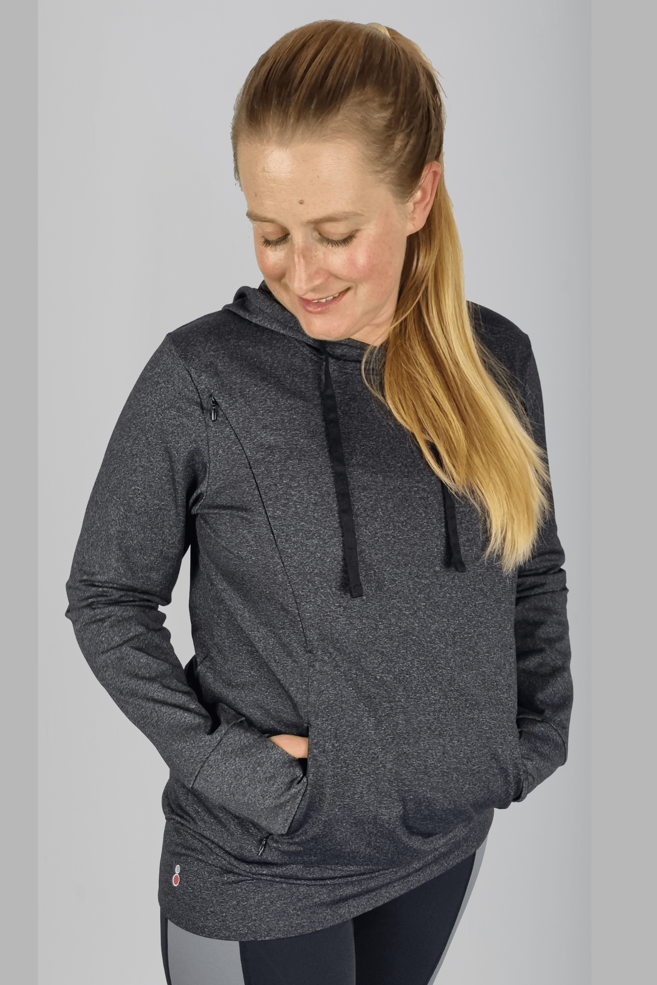 Luxe Maternity and Nursing Hoodie Charcoal Marl XS gb